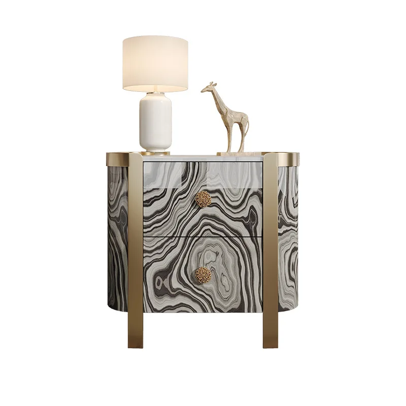 LMM light luxury marble bedside table premium bedroom bedside locker