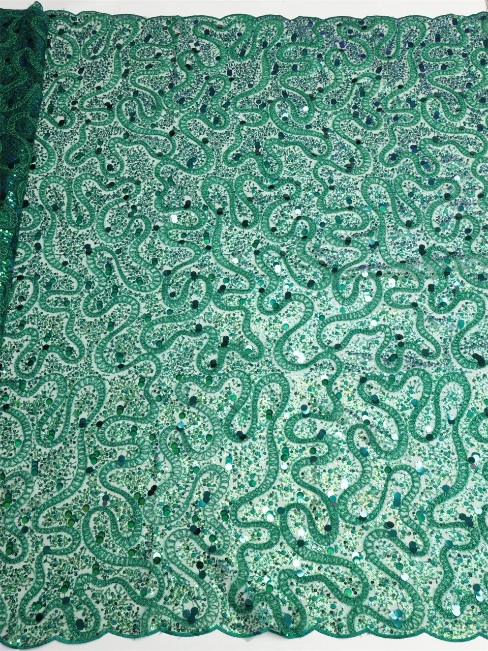 PGC African Corde Embroidery Lace Fabric 2024 High Quality Nigerian Sequined French Mesh Fabric For Party Dress Sewing LY2230