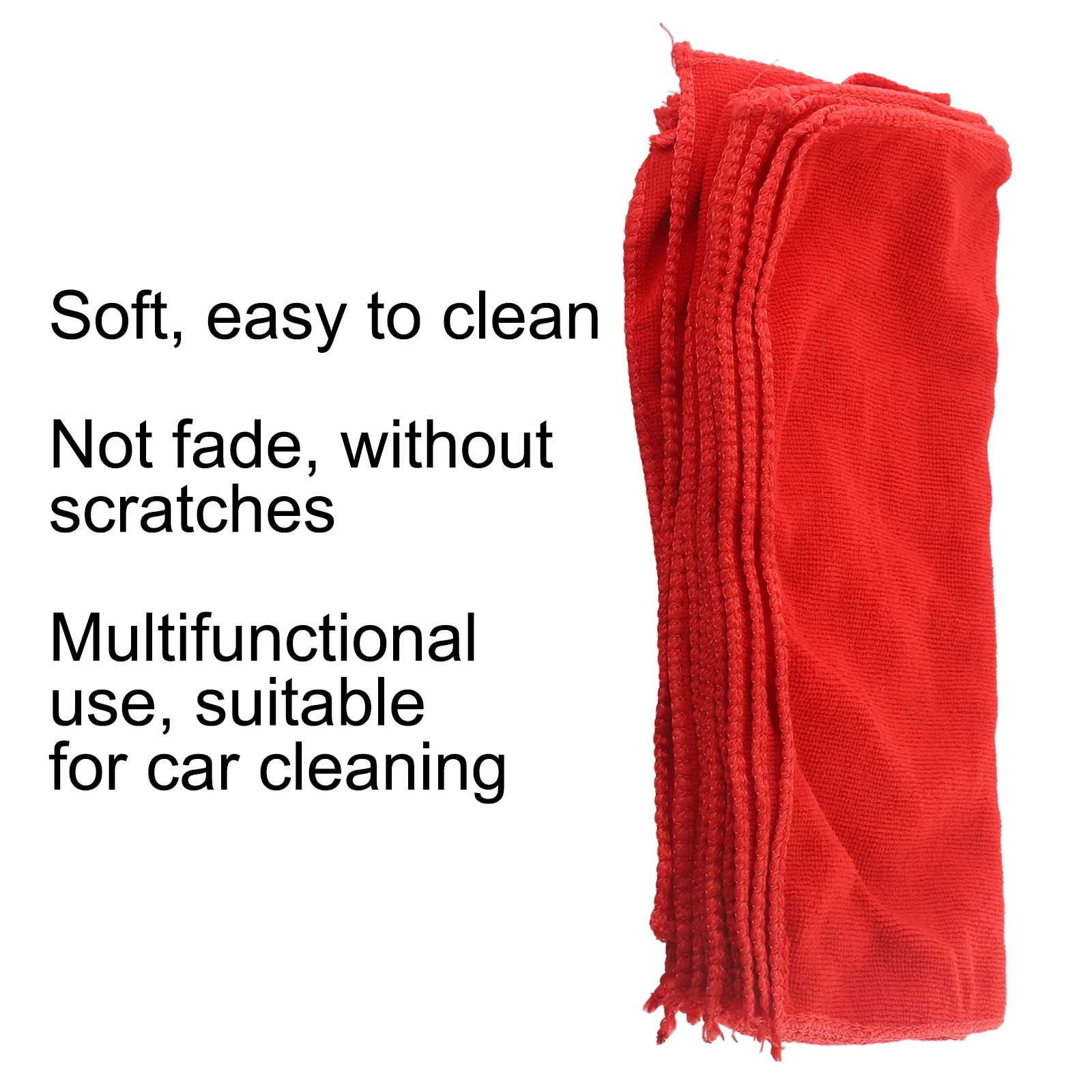 10Pc Microfiber Car Cleaning Cloth Water Absorbent Lint Free Red Wash Towels For Kitchen/Bathroom Home Car Accessories 30x30cm