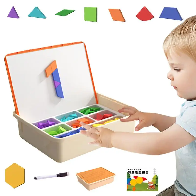 

Blocks Puzzle Game Montessori Tangram Jigsaw For Kids Early Educational Learning Toy Kid Educational Toys For 3-6 Years Boys