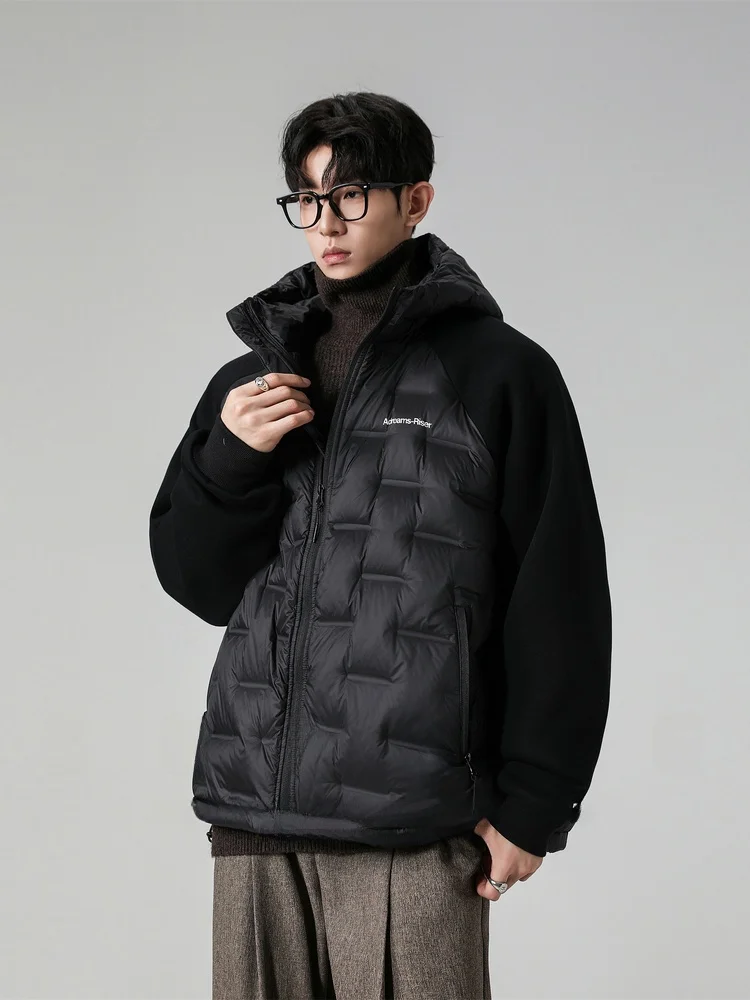 

Premium Bla Lightweight Hooded Jaet Patchwork Design Men's Large Size ort Sle Faionable Outerwear Casual Sle