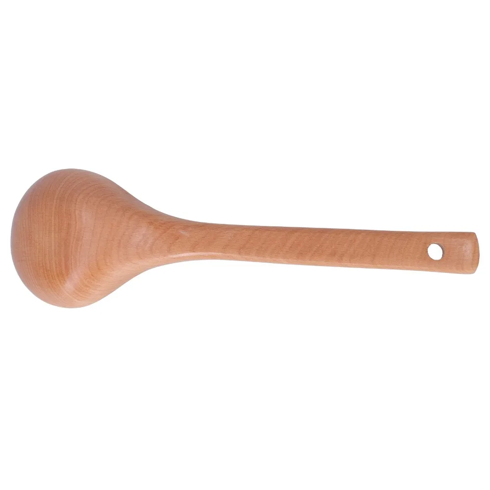 Solid Wood Wooden Spoon Extra Long Handle Smooth Sanded Stirring Ladle Wood Grain Texture Rounded Spoon Deep Spoon Kitchen