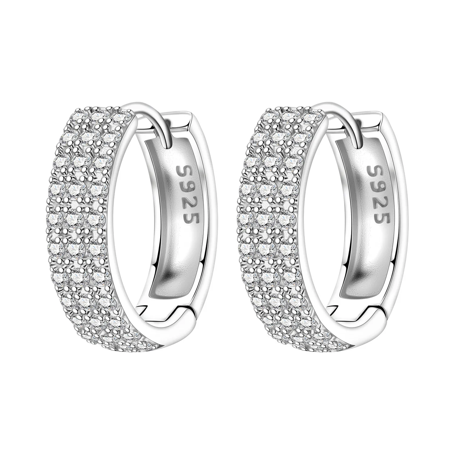 Orstarry 925 Sterling Silber luxuriöse glänzende Zirkon-Ohrringe, Silber-Creolen für Damen, Schmuck, originelle Party-Trendgeschenke