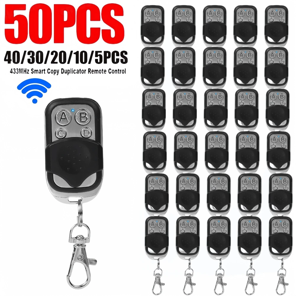 5-50pcs 433MHz Remote Control Universal Garage Remote 4 Buttons Duplicator Controller Replacement Wireless Car Keys for Garage