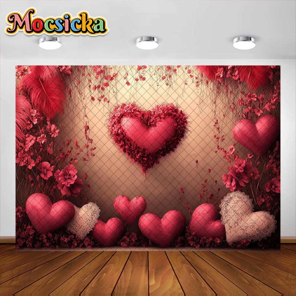 Fondo de fotografía del Día de San Valentín forma de corazón rosas rojas decoración telón de fondo pareja Baby Shower retrato accesorios de estudio Banner