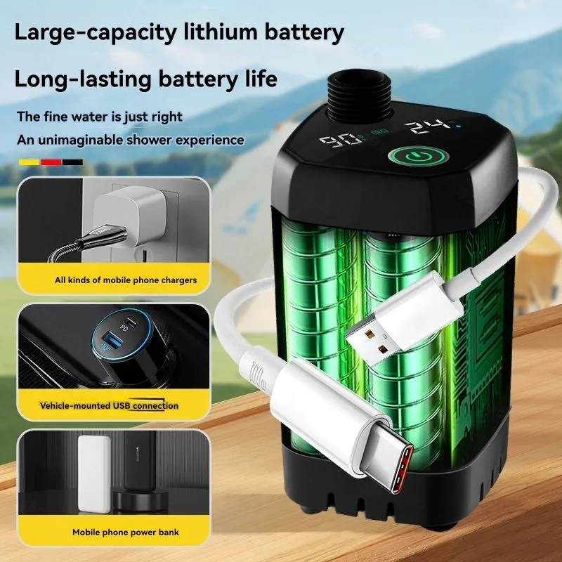 B72A Set doccia elettrico portatile progettato per esterni per campeggio, lavoro sul campo, stile moderno e minimalista