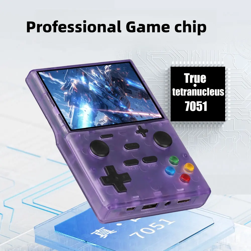 

New 3.5-inch IPS screen Linux system handheld game console XGB35 double-player handheld nostalgic P transparent purple gift