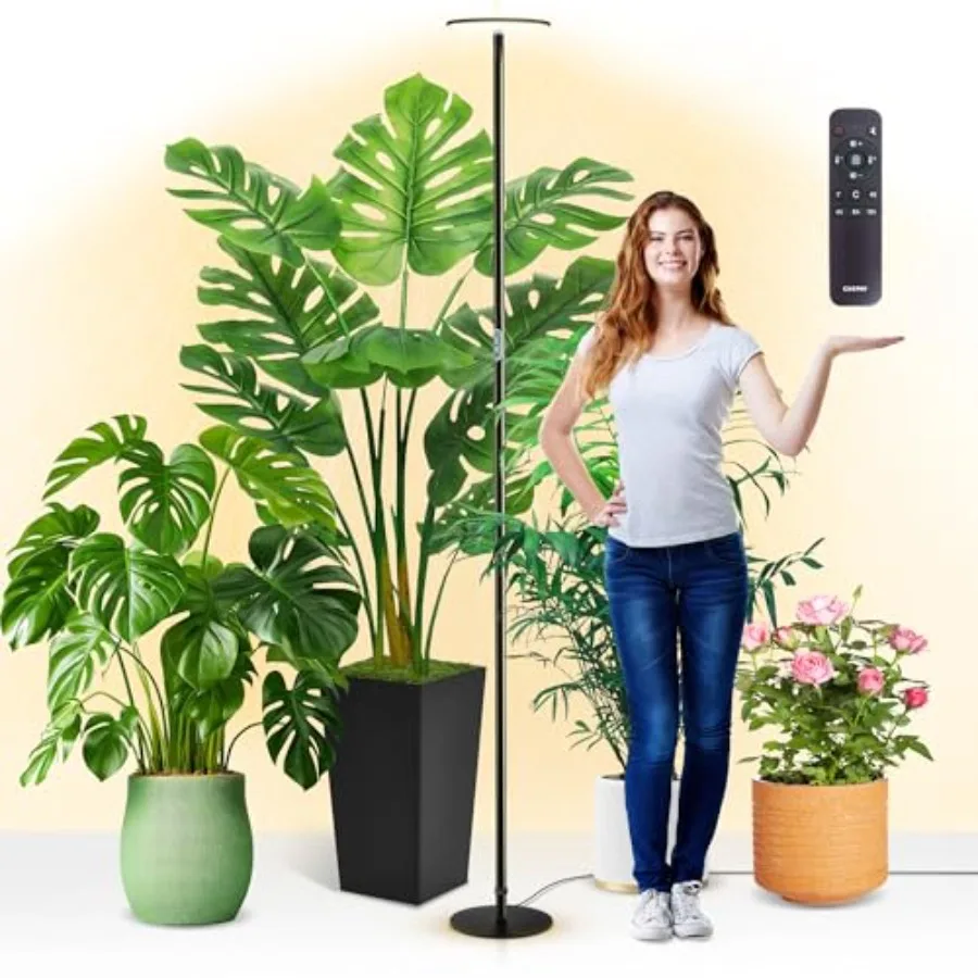 

85 Full Spectrum Indoor Plant Grow Light with 4/8/12H Timer 40W Dimmable LED Lamp in Black Height Adjustable for Large Tall Pla