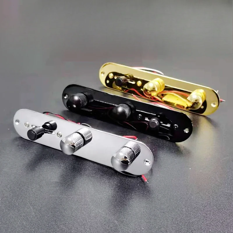 

3 Way Wired Loaded Prewired Control Plate Harness Switch Knobs for Electric Guitar Black/Gold/Chrome