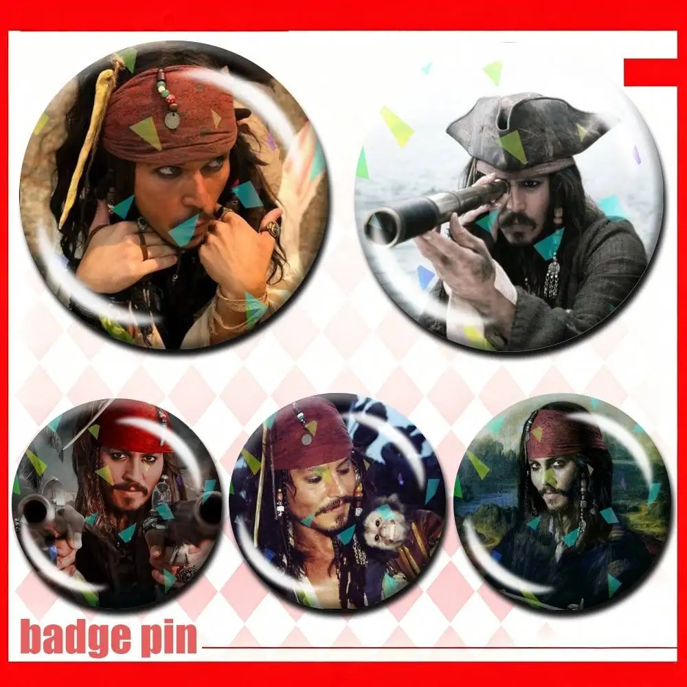 Legendary Captain Jack the Sparrow 25 32 44 58 75mm Badges Personalized Round Brooches Pins Accessory Customizable