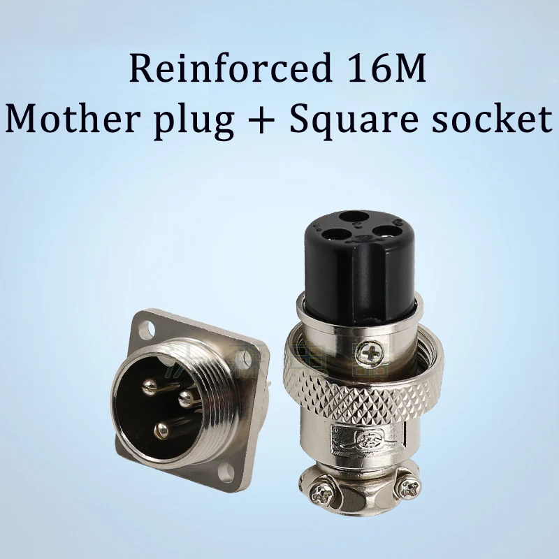 GX16 Aviation Plug Socket 2-9 Pins Optional Square A/H Connector Silver-Plated Contacts for Industrial Equipment
