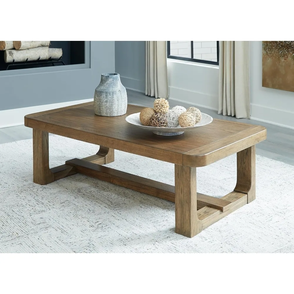 Traditional Farmhouse Coffee Table, hickory veneer. 56.13