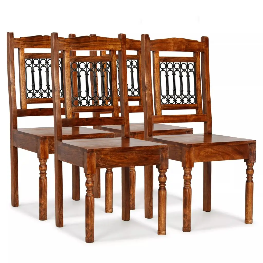 VidaXL dining chairs 4 Pcts solid wood finish sheesham Classic