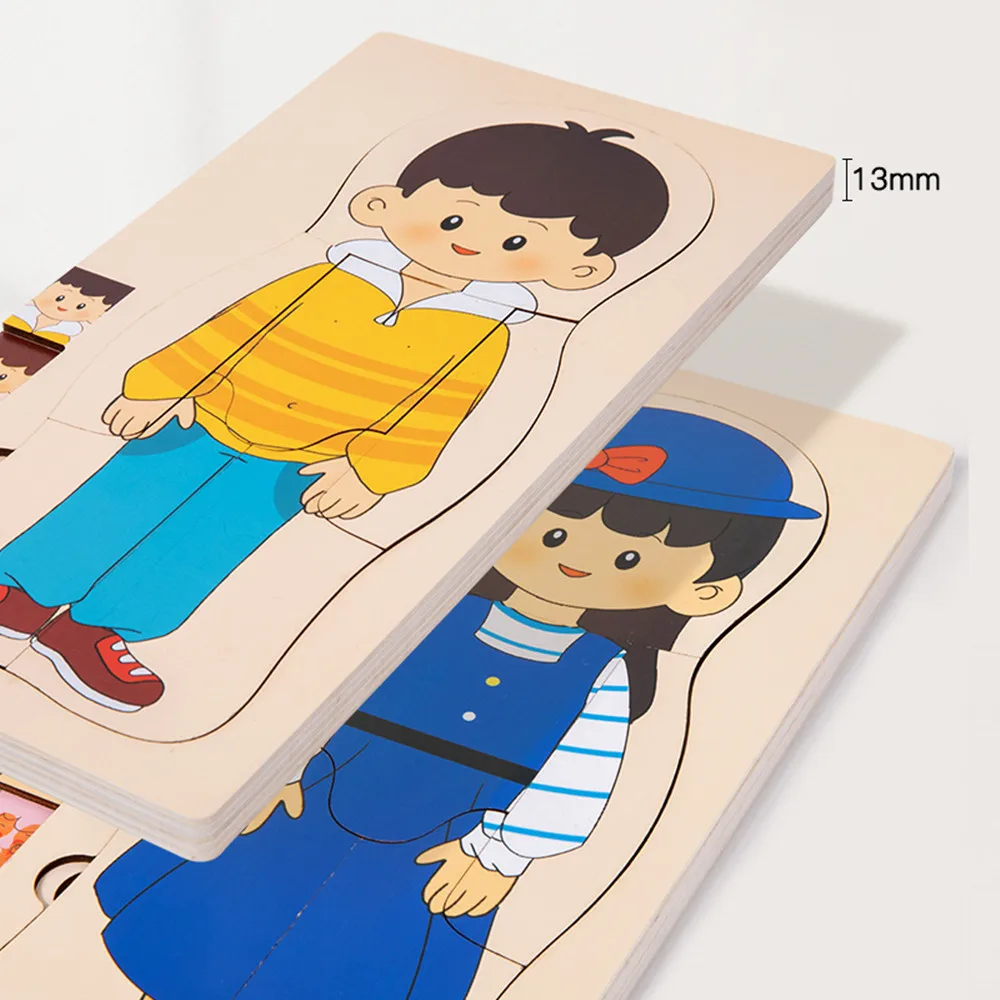 Puzzle en bois corps Humain garçon - 5 puzzles empilables anatomie