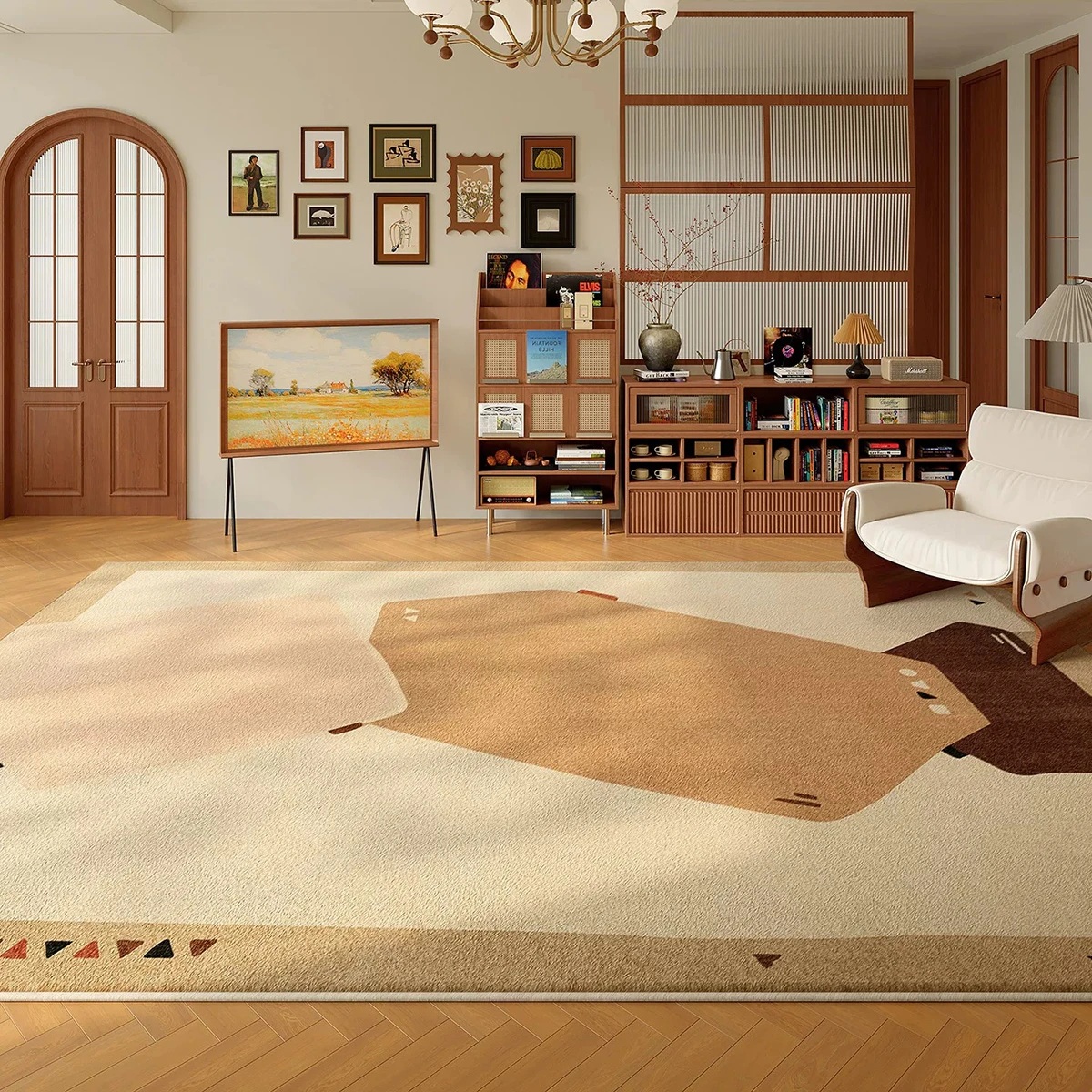 Living Room Floor Mats Vintage Abstract Creative Design Carpet Large Area Rugs Bedroom Rug Soft Short Plush Mat Alfombra Salón