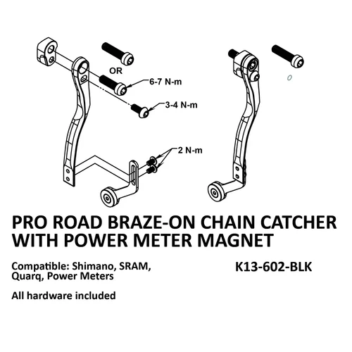 Imagen 2 del producto Receptor de cadena Pro Braze-on con medidor de potencia universal Protector de cadena de bicicleta de carretera con imán