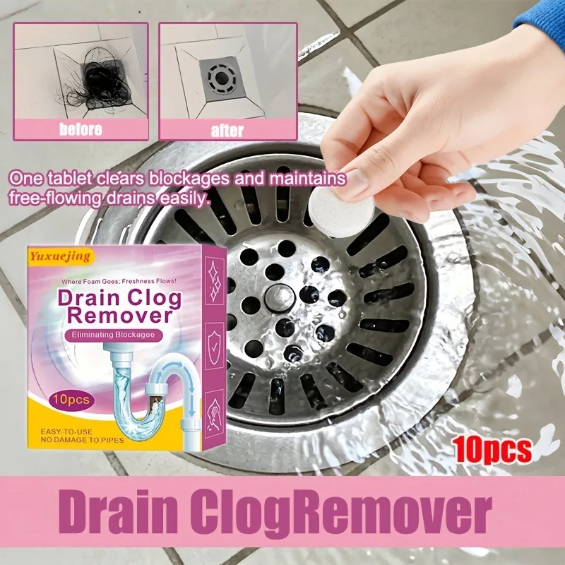 Home pipe unclogging effervescent tablets can quickly dissolve hair and oil, prevent blockages, and maintain cleanliness