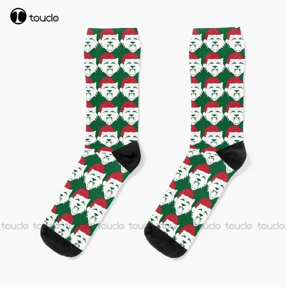 

Christmas Wildcat Socks Youth Black Soccer Socks Unisex Adult Teen Youth Socks Personalized Custom 360° Digital Print