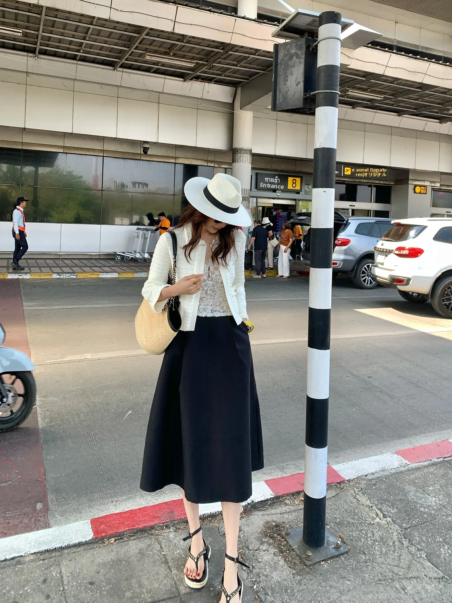 

Dragon Xier Silk Woolen A-Line Skirt Spring Commute Design Flower Bud High Waist Slimming Women's Fashion Skirts