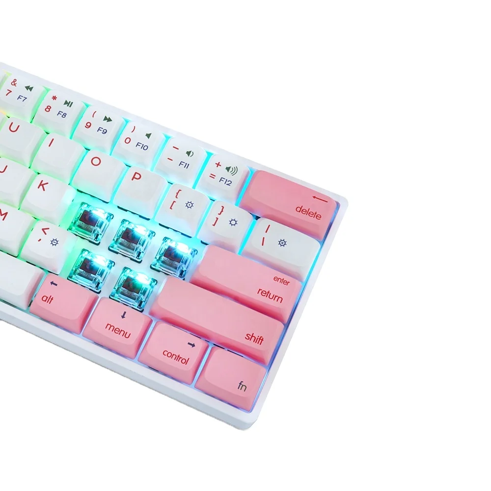 Hot Sale Professional Lower Price 60% Mechanical Keyboard Rgb Mechanical Keyboard 61keys Gateron Switch Keyboard USB Type C Pink