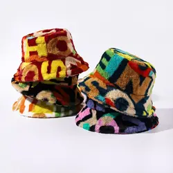 Winter Warm Fur Bucket Caps for Women Men Outdoor Keep Fluffy Panama Female Thickened Hair Windproof Fisherman Caps Lamb Wool