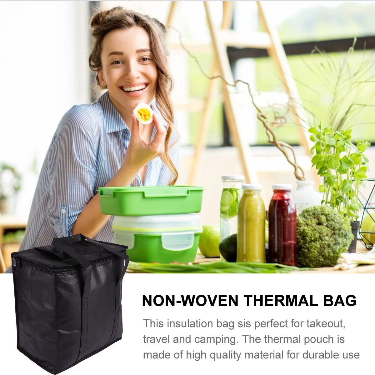 Bolsa de almacenamiento térmico, bolsa aislante ligera portátil no tejida para llevar, Camping, Picnic, almuerzo al aire libre, 1 Uds.