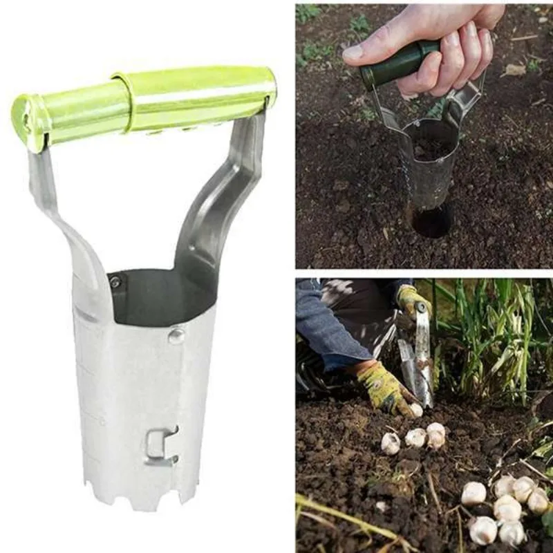 Thickened Stainless Steel Seedling Transplanter Digging Hole Sowing Garden Seedling Tool Planting Vegetable Cylinder Planter