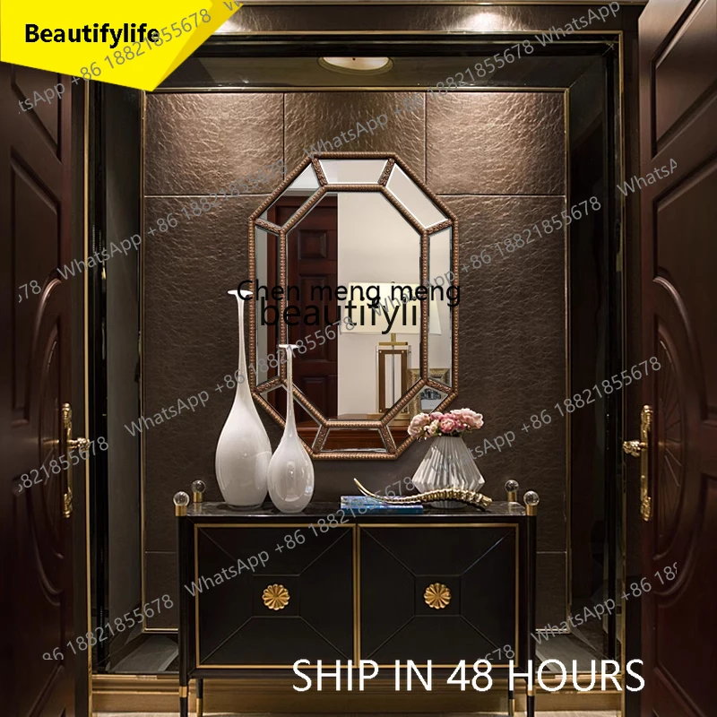 

2003High-end Makeup Mirror Wall-mounted Bathroom Mirror Washstand Wall-mounted Vintage Vanity Mirror