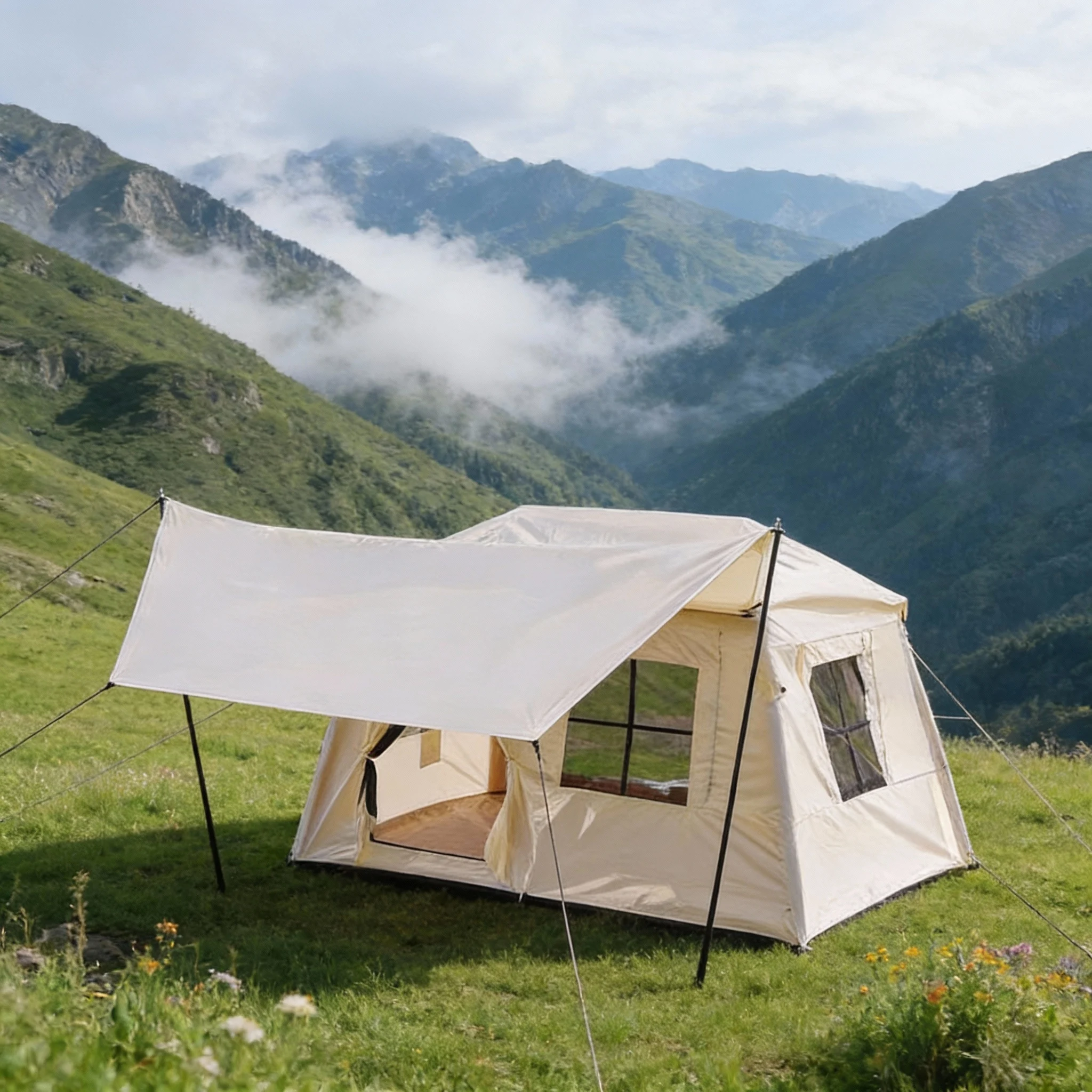 6 Luxury Waterproof Oxford PVC Inflatable Tent White 3-4 Person Four-Season Quick Automatic Opening Portable Folding Outdoor