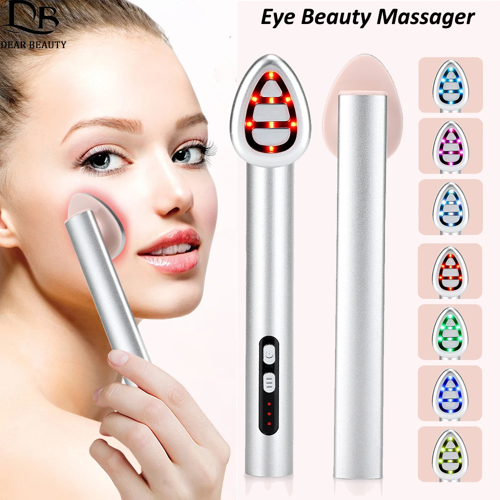 

7 Colors LED Eye Beauty Massager Remove Wrinkle Dark Circles Eye Bags EMS Heating Vibrating Firming Skin Face Lifting Massager