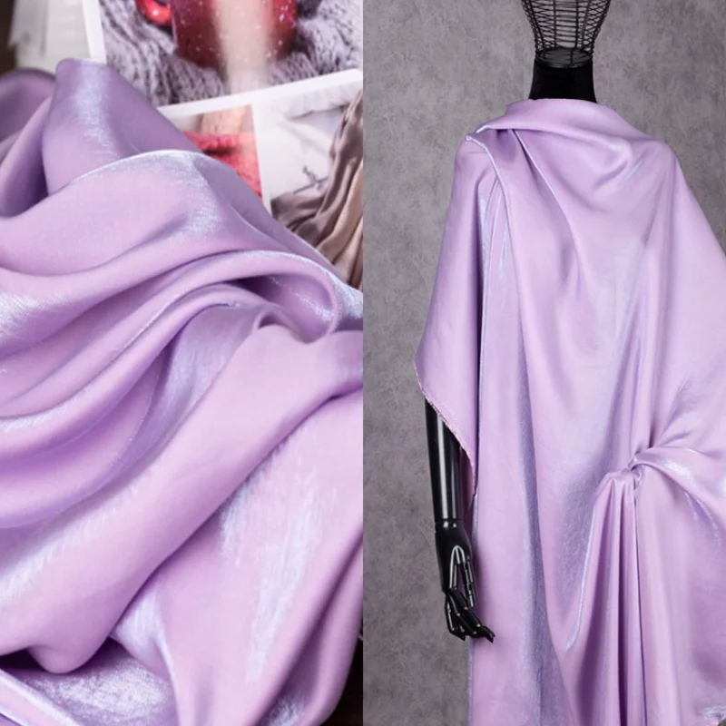 Glazed Silk Satin Gradient Fabric Glossy Silk Smooth Delicate Wedding Dress Wholesale Cloth Per Meter Apparel Sewing Diy Materi