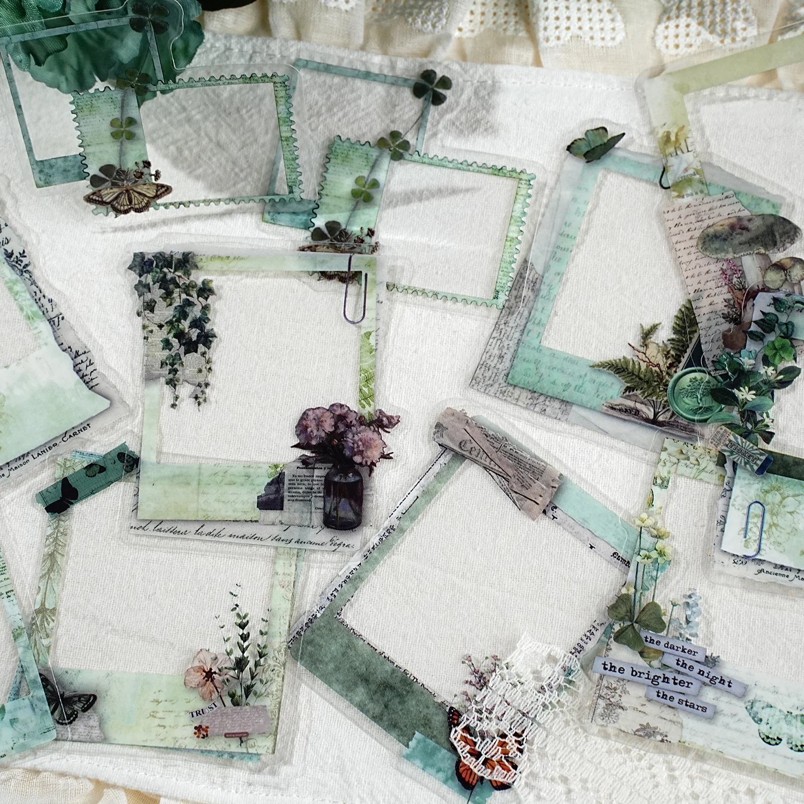 エトリ ライフ プラント ジャーナル 20枚入り 森のスタイル ヴィンテージ ジャーナル ボーダー ステッカー ライムグリーン 植物 蝶々 無地 メモデコレーション ステッカー ノートパソコン、携帯電話、スーツケース、スクラップブッキング用品、スタンプアルバム、学生ギフト用紙袋、ヴィンテージパーティー、おもちゃステッカー、友人へのギフト