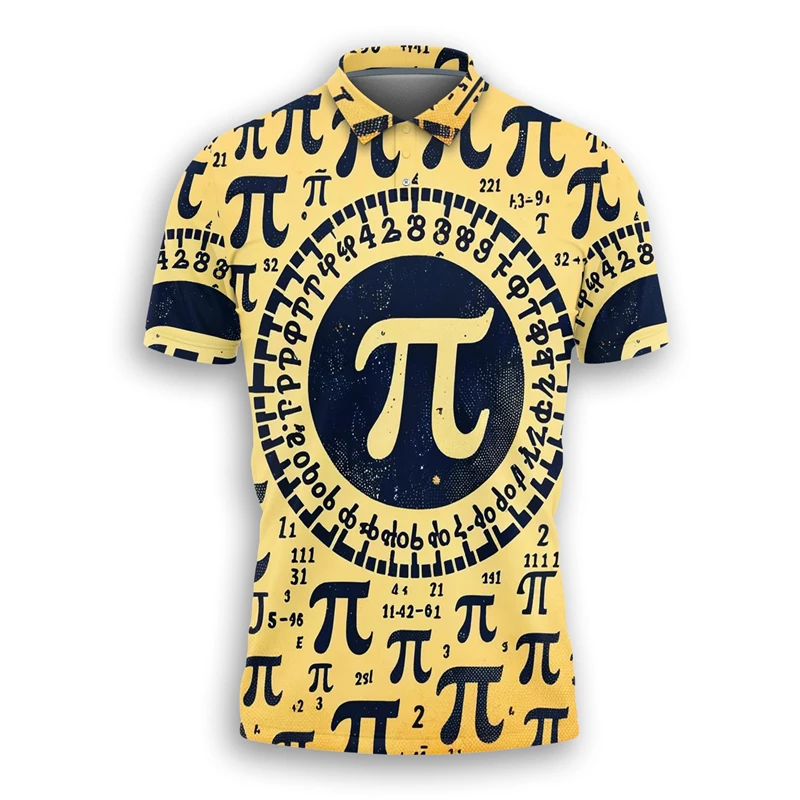Funny Pi Day Polo Shirt For Men Summer Casual Mathematics Teacher 3D Printed T Shirts Fashion Daily Kids School Polo Shirts