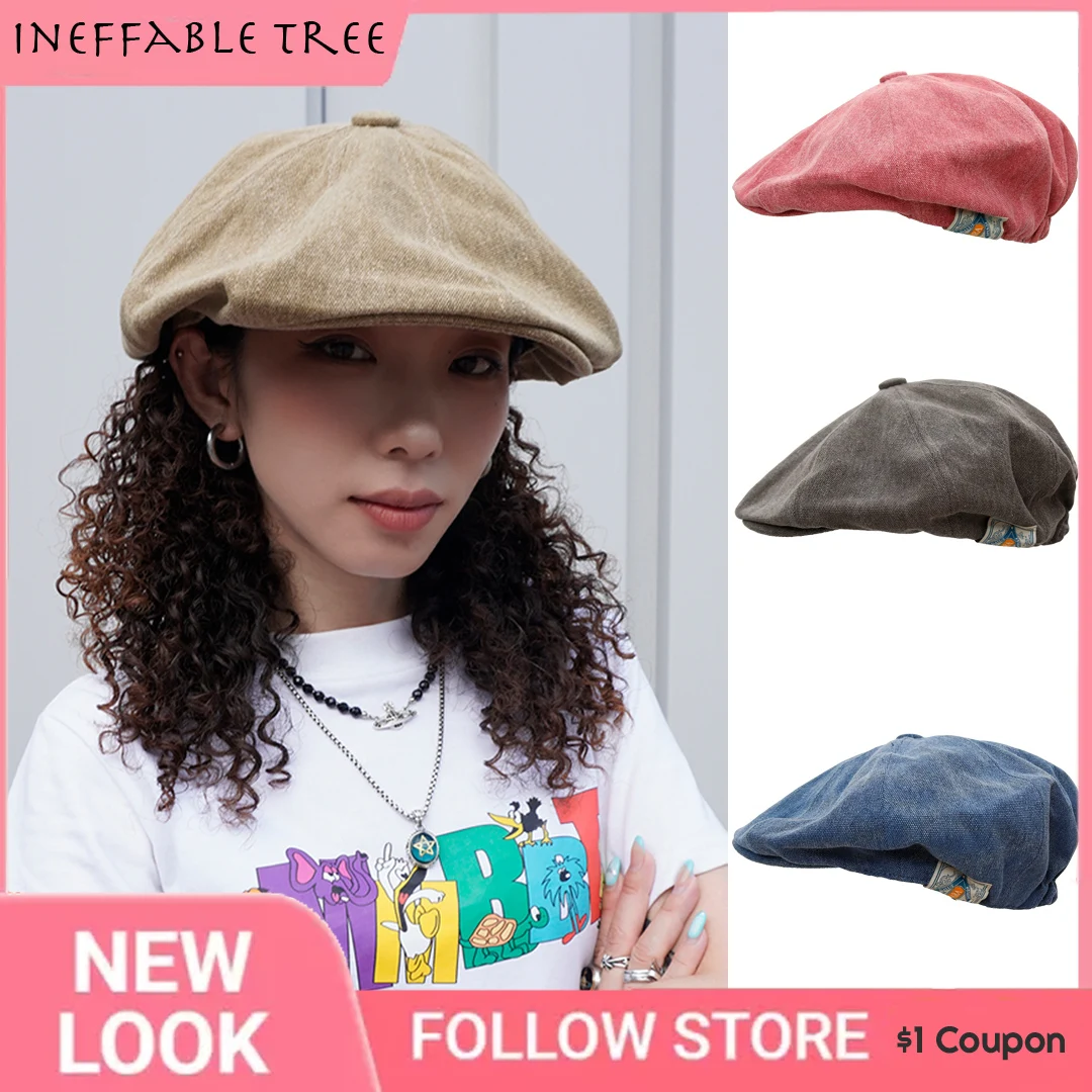 

Retro Lvy Beret Caps for Men Hats Berets British Western Style Cap Classic Woman Vintage Washed Cotton Beret Casquette Homme