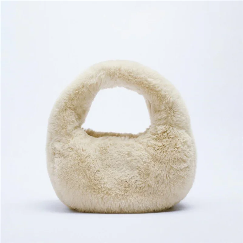 

Fashion Winter Warm Faux Fur Tote Bag Designer Ladies Thick Fur Bags Bolsa Feminina Plush Handbags