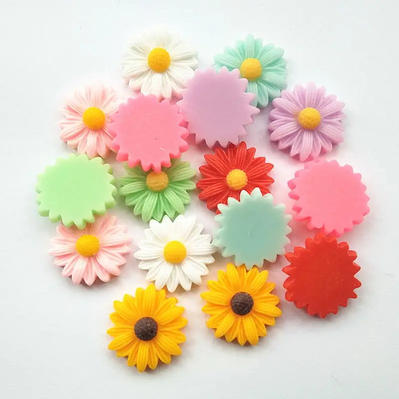 20 Stück Harz Lücke Gänseblümchen Blume Flatback Cabochon Stein Miniatur DIY Scrapbook Handwerk Home Decor Zubehör – Detail 2