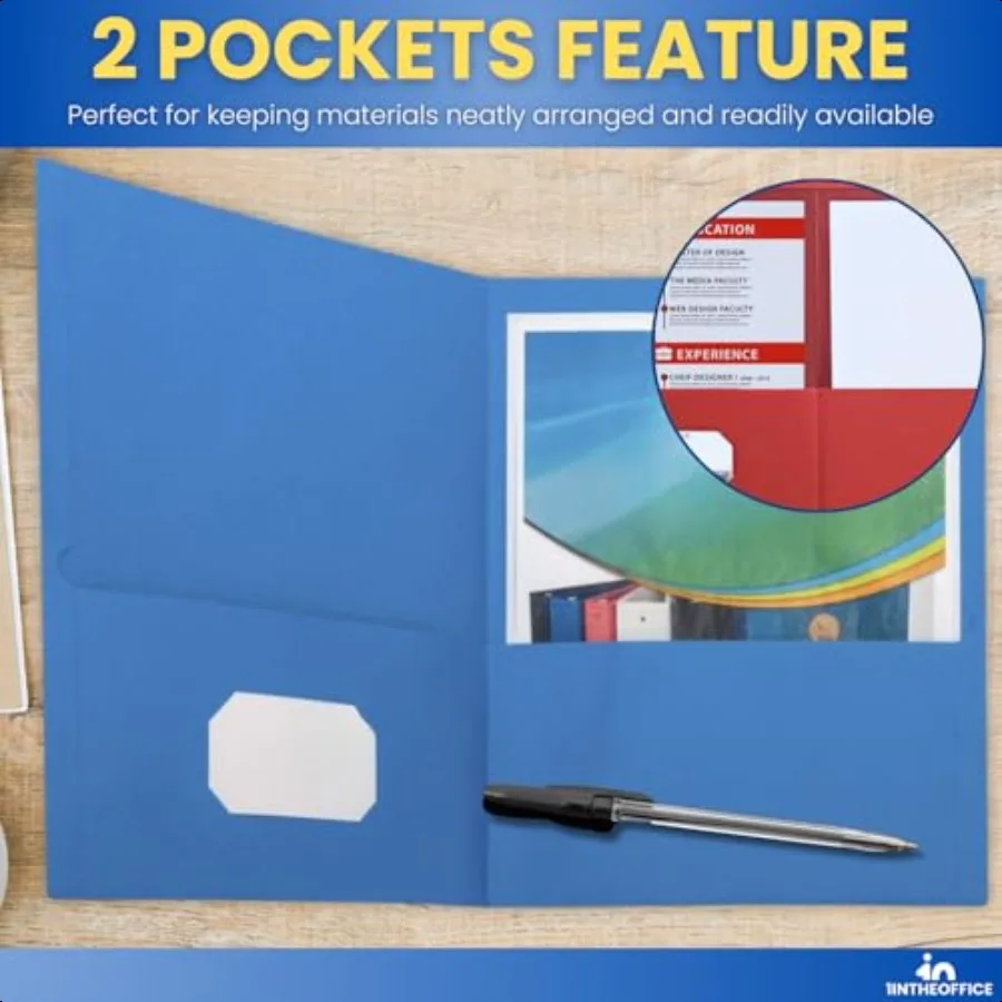 مجلد محفظة جيبين، مجلدين جيوبين شديد التحمل، ألوان متنوعة، حجم 25 صندوقًا