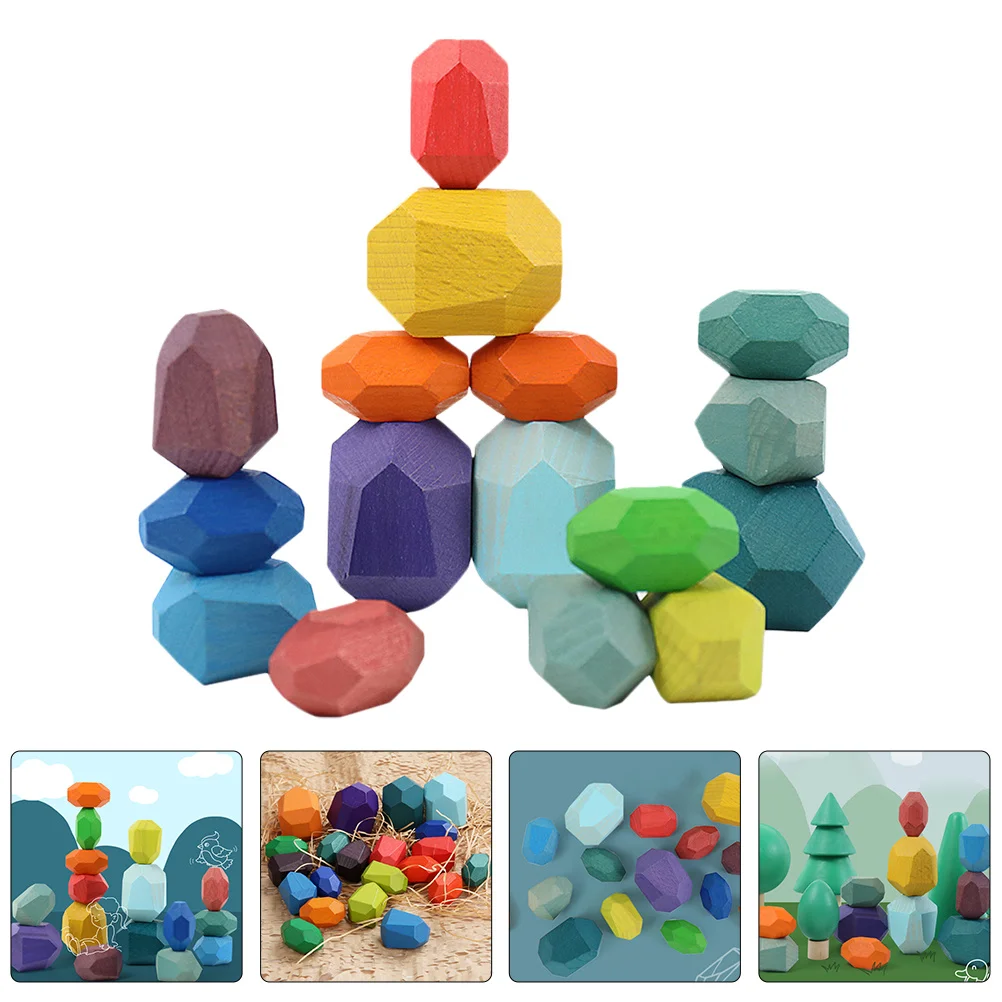 16 szt. Drewniane klocki do układania, edukacyjne, wspierające wczesny rozwój, dla dzieci i maluchów, rozwijające poznawczo, gra z klockami.