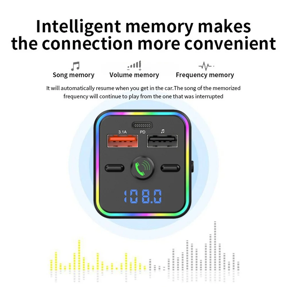 Car Journey Black Car MP3 Transmitter Car Music Streamer Adjustable Frequency Range Compatible With Smartphones