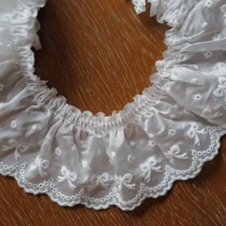 Width:6cm(2.36”inch)Unilateral fold bow pattern cotton embroidery Lace Fashion Laces handmade Craft Materials Sewing(SSA-4822)