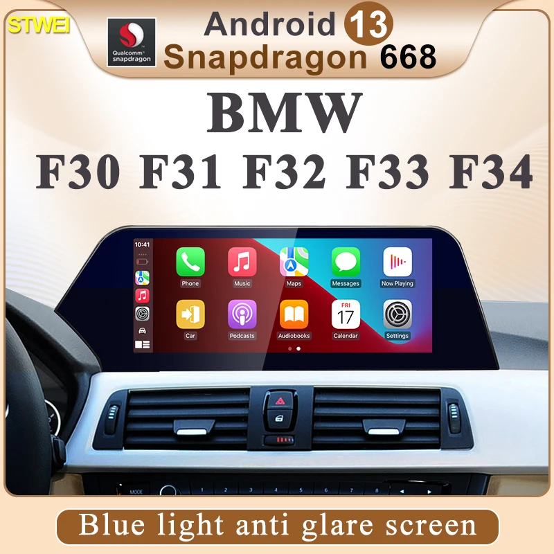Android 13 Blue Light Anti Reflection Blade Screen Suitable for BMW Series 3 4 Series F30-f36 Car Multimedia Player