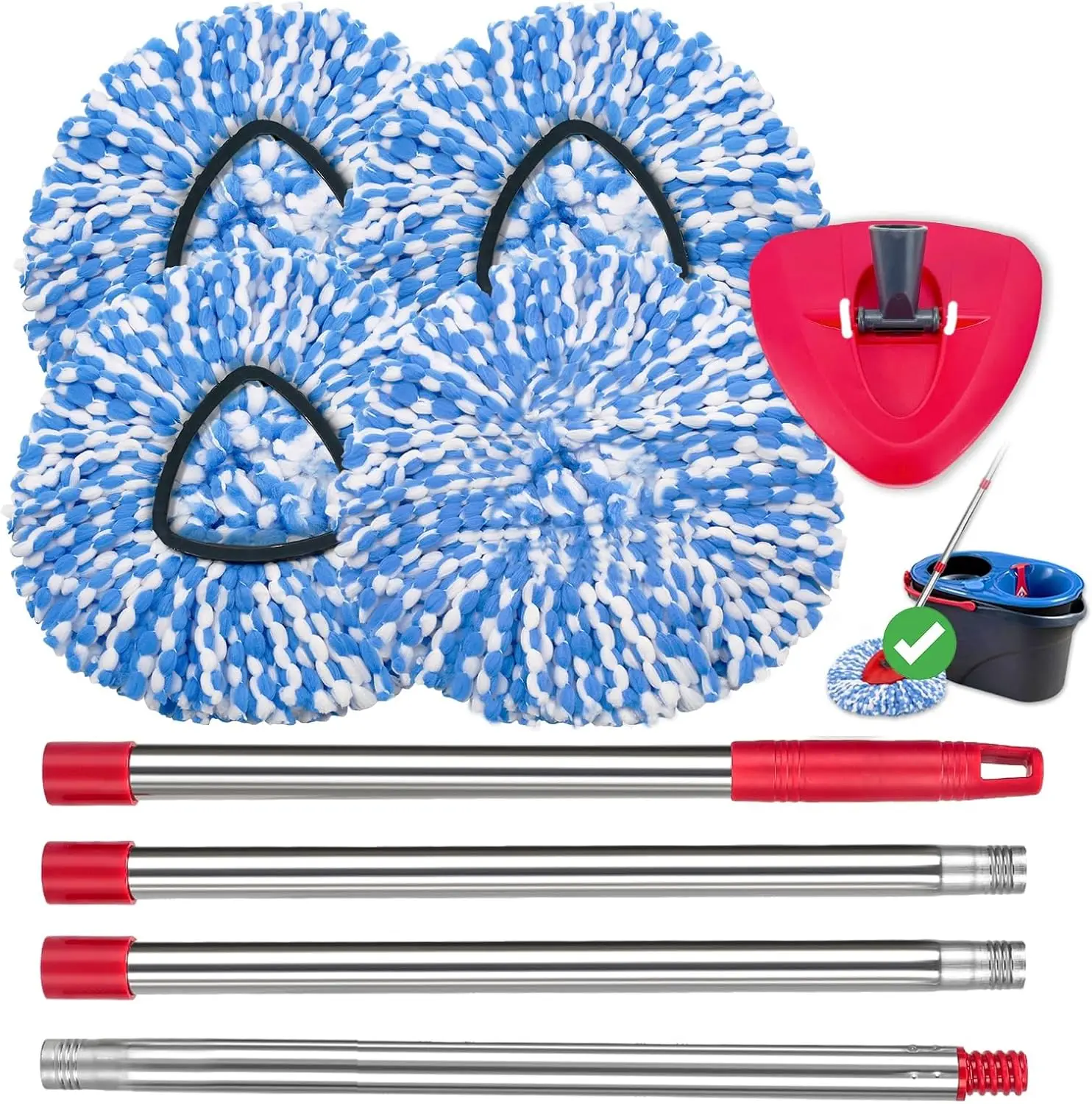 

4-Pack Microfiber Spin Mop Refills, Deep Cleaning for All Floors with Triangular Design