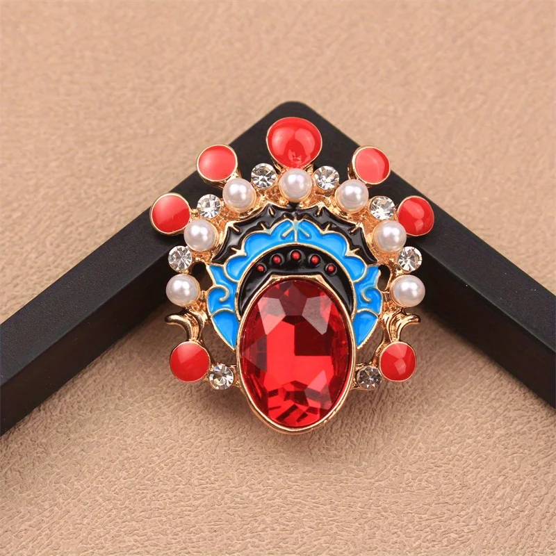 1 Piece Luxury Novelty Elegant Inlaid Peking Opera Face Painting Ladies Brooch Enhance Charm Versatile Vintage