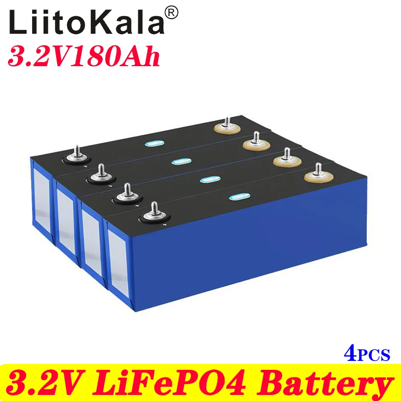 

4PCS LiitoKala 3.2V 180Ah Lifepo4 battery 3.2v lithium iron phosphate Grade A diy 12v 24v Solar storage Electric car Golf cart