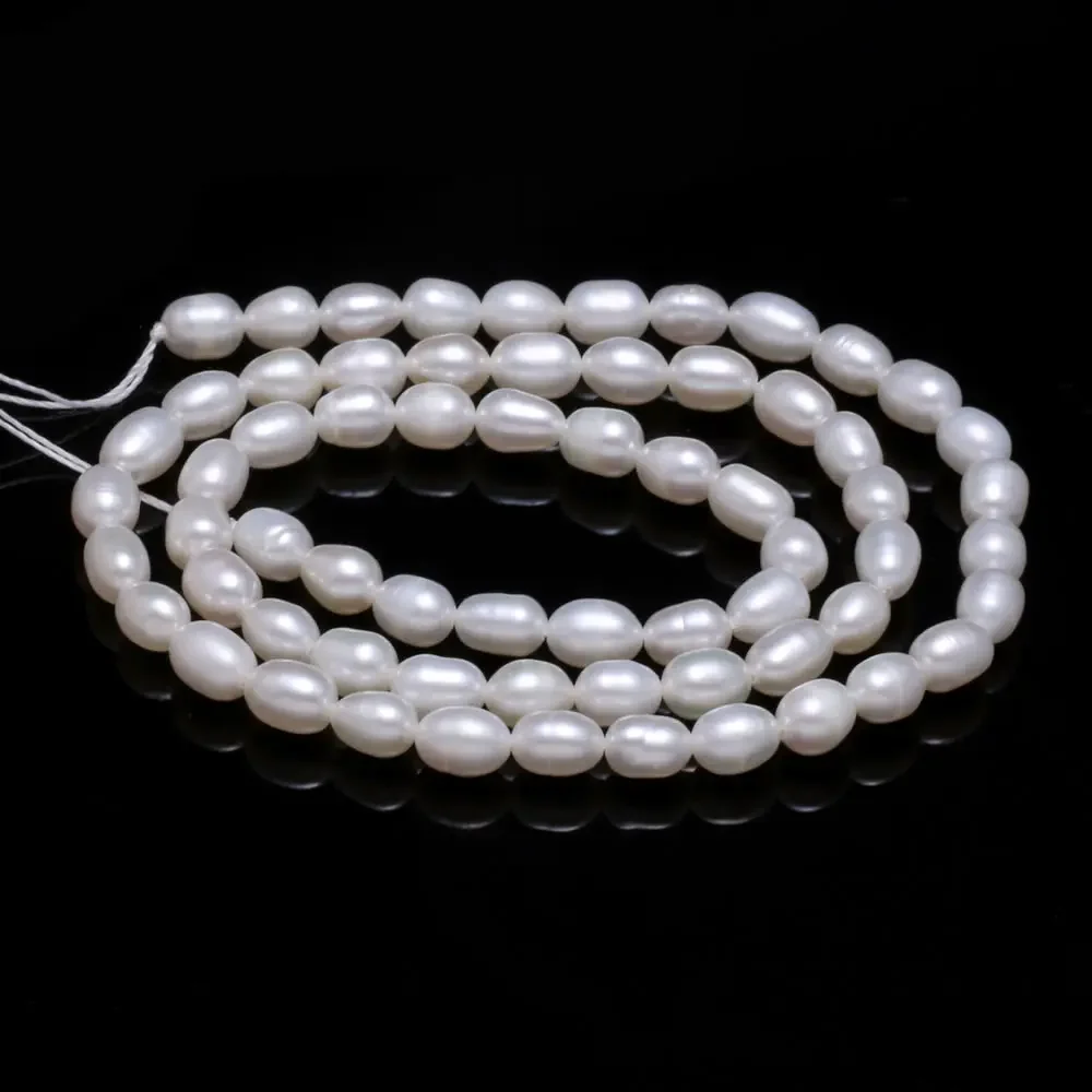 AA Rice-shaped White Pearl Beads Natural Freshwater Pearls For Necklace Bracelet Jewelry Making DIY For Women Size 4-5mm