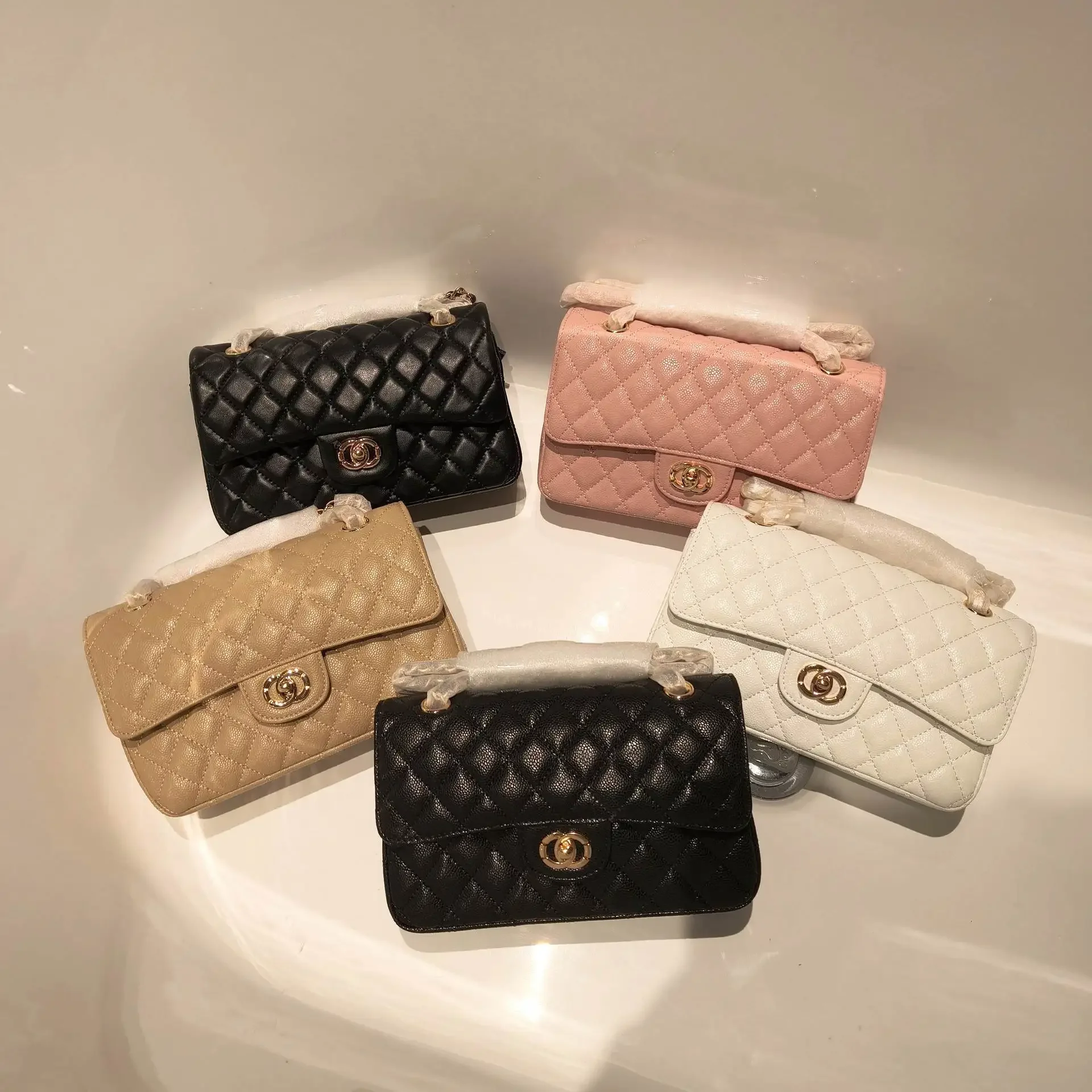 المألوف جلد طبيعي حقيبة كروسبودي المرأة قفل مشبك سلسلة حقيبة الماس نمط كل مباراة واحدة الكتف مائل حمل با