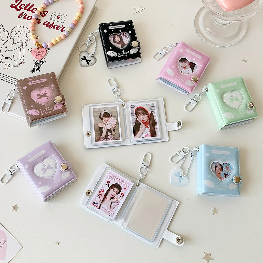 Kpop Fashion Mini Love Wings 2-in Photo Album Cute Girl Backpack Decorative Pendant Keychain Card Holder Polaroid Card Bag Gifts - view 3