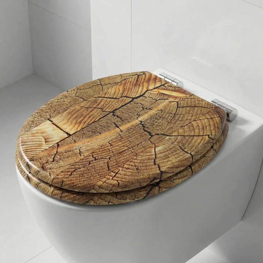 SINOBATH WC-Sitz mit Soft-Close-Funktion, WC-Sitz aus Holz, universeller Toilettensitz, langlebiger, stabiler MDF-Toilettensitz, belastbar bis 190 kg, einfache Installation, Zinklegierungsscharnier, antibakteriell und leicht zu reinigen – Detail 7