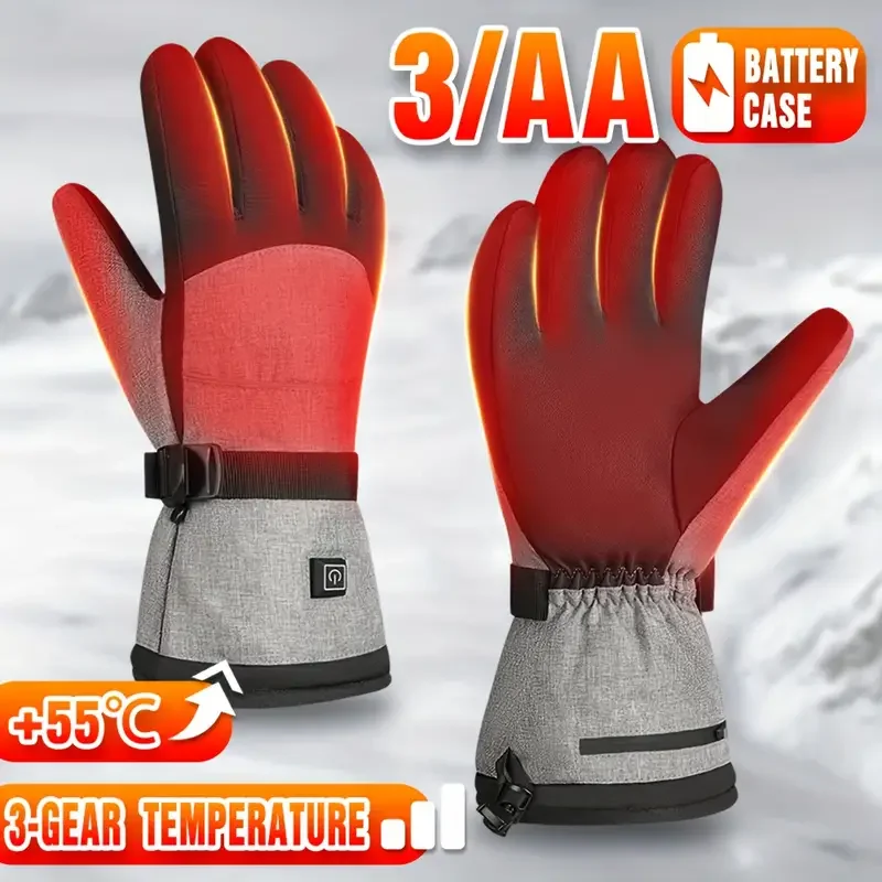 Motorcycle Heating Gloves  With Battery Case Moto Guantes Winter Waterproof Riding Gloves Outdoor Keep Warm Guantes Para Moto