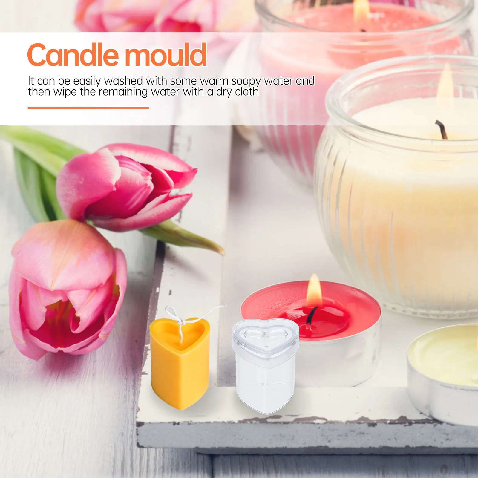 

1Pcs 3D Heart Mold Reusable Silicone DIY Making Kit for Scented Wax Beeswax Candles Decorative Home Craft Projects